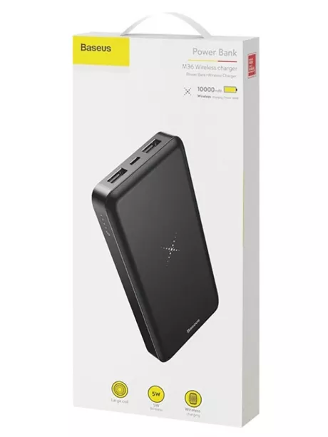 внешний аккумулятор с беспроводной зарядкой Baseus M36 Wireless Charger Powerbank 10000mAh black