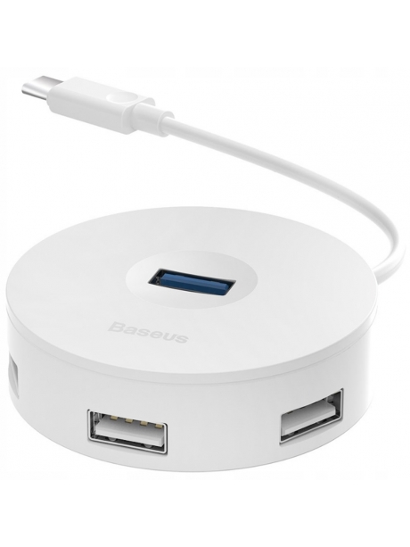 концентратор USB 3.0 Baseus round box HUB adapter Type-C white