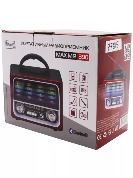 Радиоприемник с MP3 плеером в стиле Ретро  MAX МR-390 черный