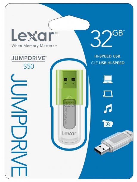 флешка USB Lexar JumpDrive S50 32GB white green