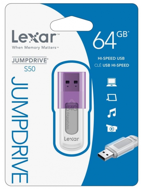 флешка USB Lexar JumpDrive S50 64GB white purple
