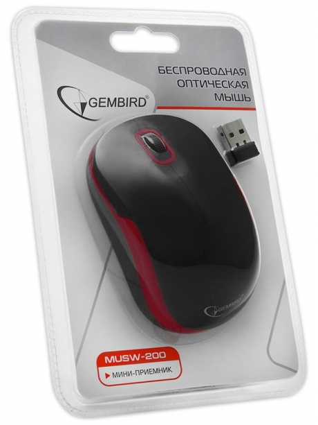 беспроводная мышь Gembird MUSW-200 black/red
