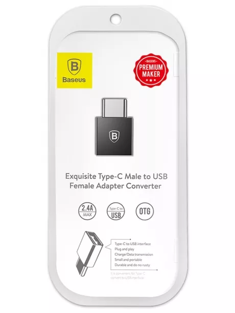 OTG адаптер Baseus Exquisite Type-C Male to USB Female Adapter Converter 2.4A black
