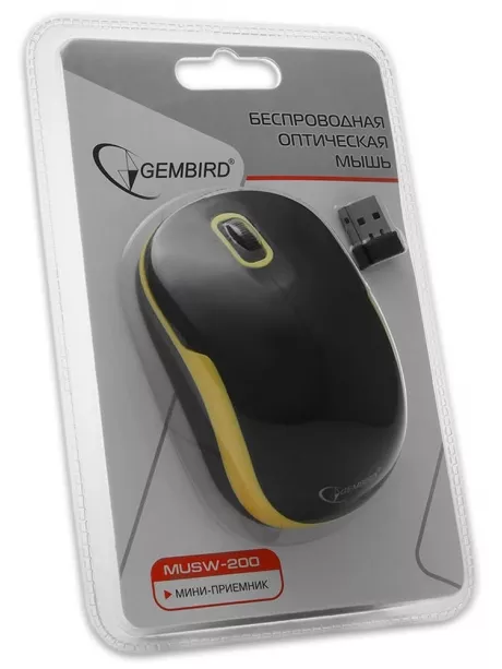 беспроводная мышь Gembird MUSW-200 black/yellow