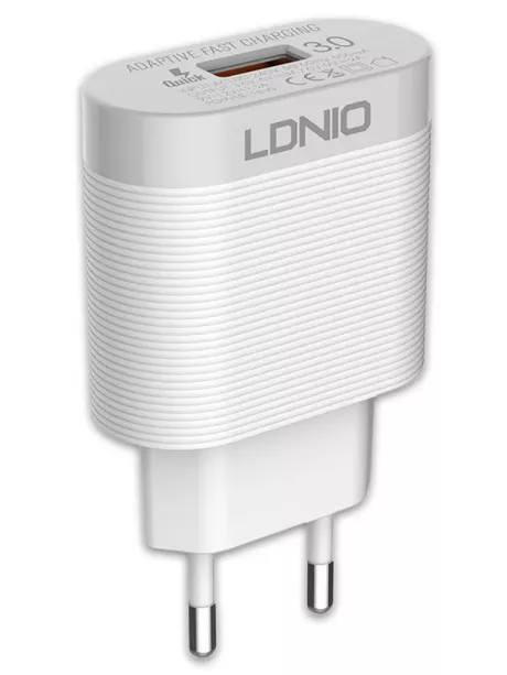 зарядное устройство LDNIO A303Q USB*3A Quick Charge 3.0 + кабель USB - Type-C white