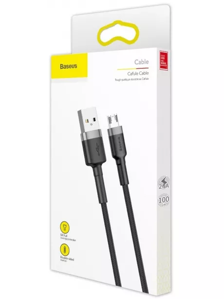 кабель передачи данных Baseus Cafule Cable USB For Micro 2.4A 1m gray + black