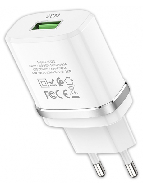зарядное устройство Hoco C12Q Smart QC3.0 charger white