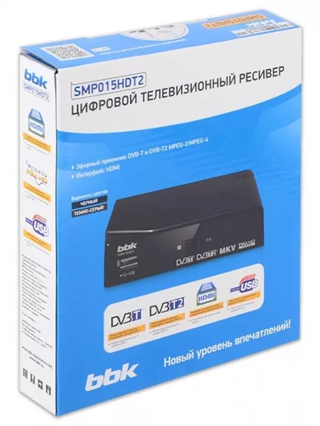 ТВ-тюнер DVB-T2 BBK SMP015 HDT2 темно-серый