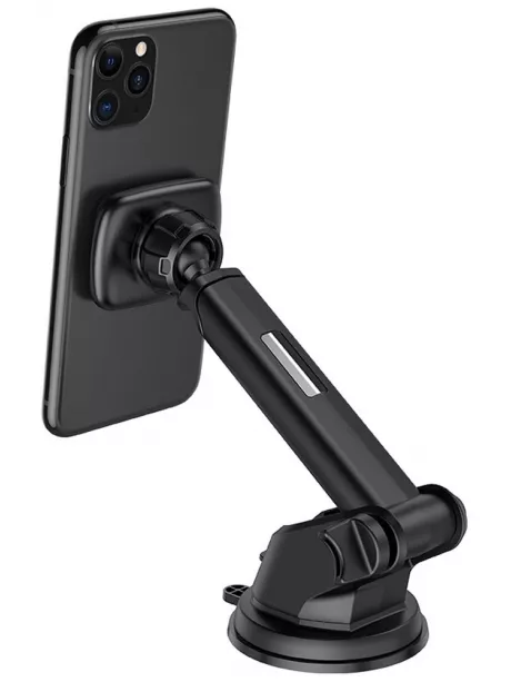 держатель на присоске со штангой Hoco CA67 Sagittarius series stretch magnetic car holder black