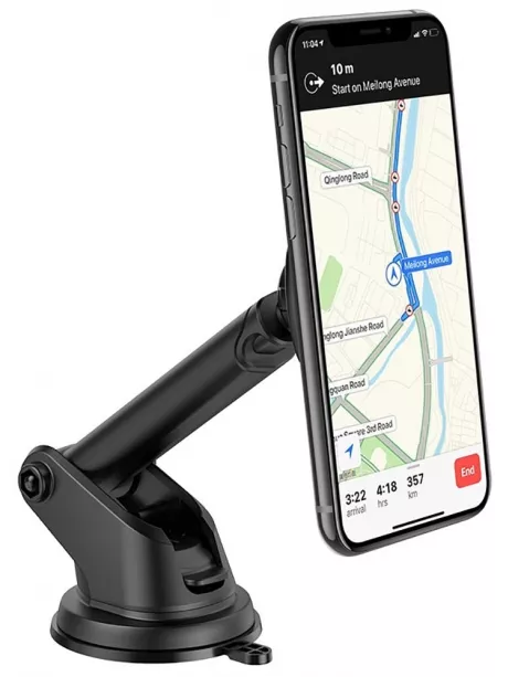 держатель на присоске со штангой Hoco CA67 Sagittarius series stretch magnetic car holder black