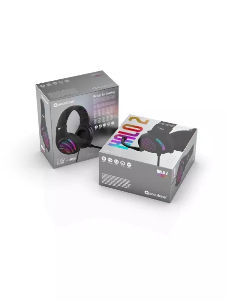 игровая гарнитура 7.1 с подсветкой и вибрацией Accutone Halo 2 USB black