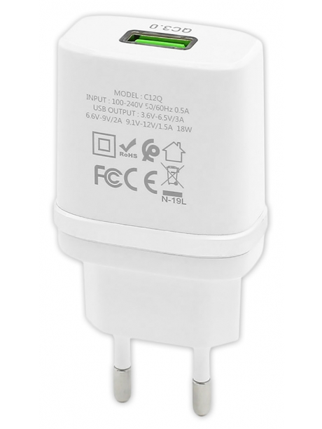 зарядное устройство Hoco C12Q Smart QC3.0 charger + Micro cable white