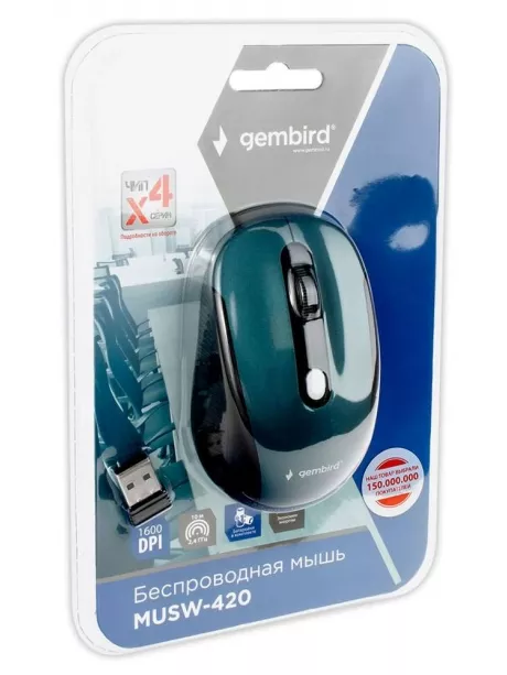 беспроводная мышь Gembird MUSW-420 зеленый