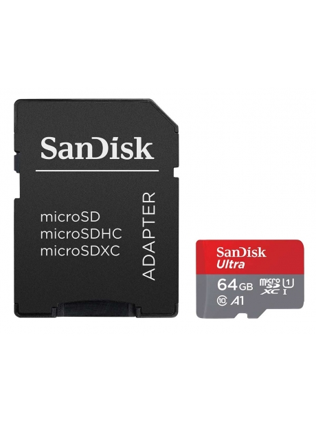 карта памяти с переходником SanDisk 64GB microSDXC Cl10 UHS-1 Ultra Android 100MB/s 