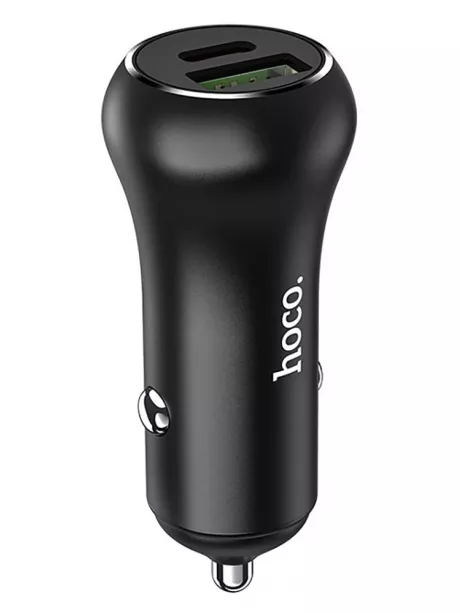 автомобильное зарядное устройство Hoco Z38 Resolute PD20W+QC3.0 car charger black