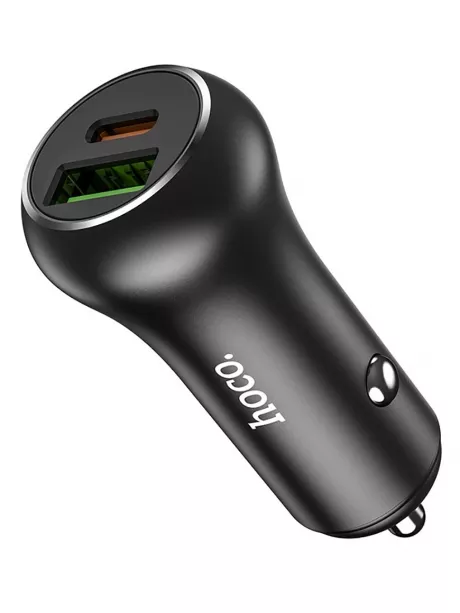 автомобильное зарядное устройство Hoco Z38 Resolute PD20W+QC3.0 car charger black