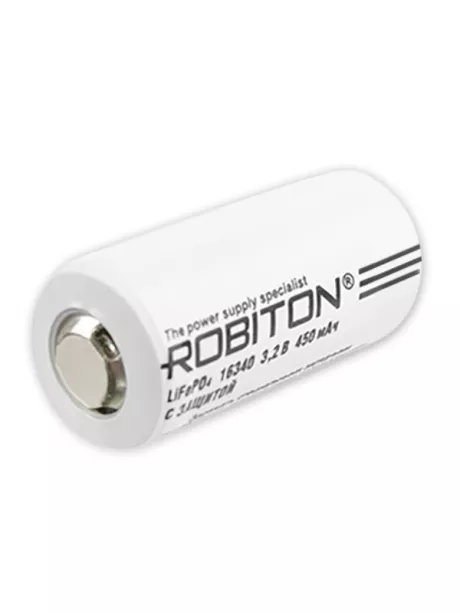 литиевый аккумулятор 3.2v Robiton LiFe16340 450mAh защищённый 