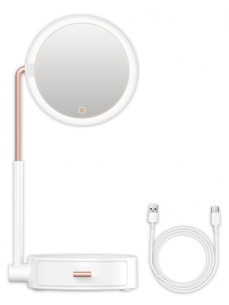 настольное зеркало с подсветкой Baseus Smart Beauty Series Lighted Makeup Mirror with Storage Box white