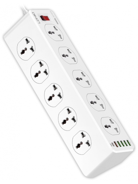 сетевой фильтр LDNIO SC10610 5USB*1TypeC*10 розеток 2м white