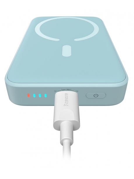 внешний аккумулятор c магнитной зарядкой iPhone Baseus Magnetic Mini Wireless Fast Charge Power Bank 10000mAh 20W blue