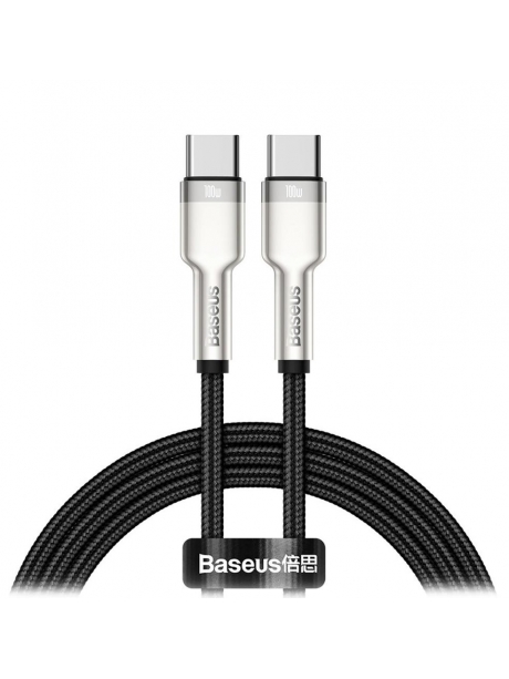 зарядный кабель для MacBook и iPhone Baseus Cafule Series Metal Data Cable Type-C to Type-C 100W 1m black