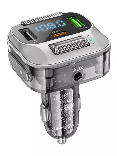 FM трансмитер с bluetooth Hoco E75 Bravery PD30W+QC3.0 car BT FM transmitter jazz black