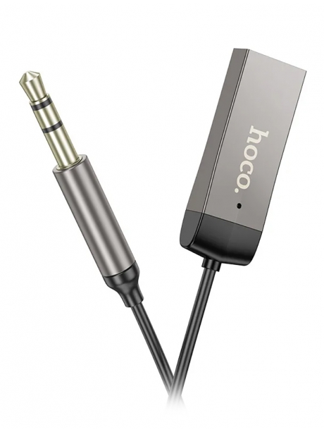 bluetooth аудиоадаптер для автомагнитолы Hoco E78 Benefit car AUX BT receiver with cable metal gray