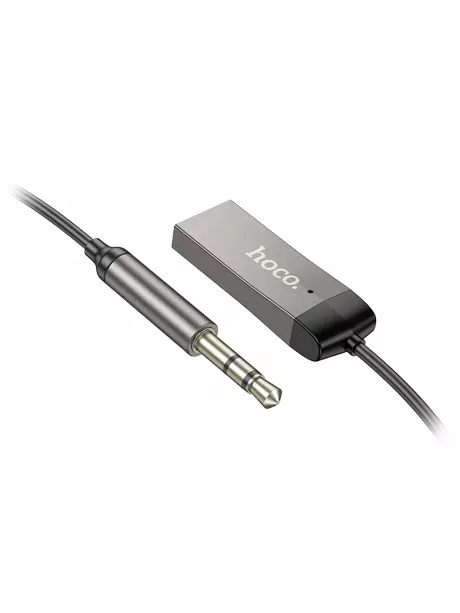 bluetooth аудиоадаптер для автомагнитолы Hoco E78 Benefit car AUX BT receiver with cable metal gray
