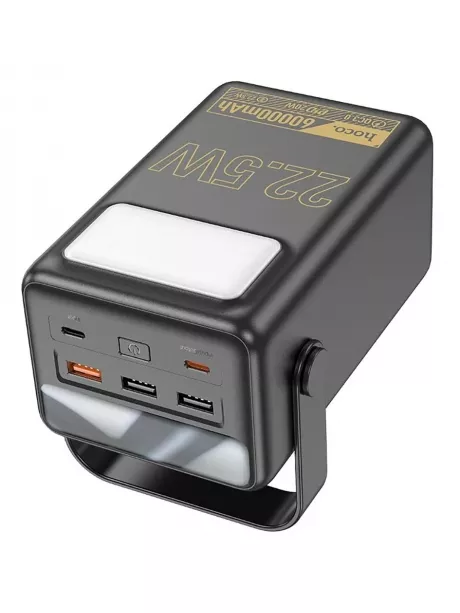 внешний аккумулятор со светильником Hoco J110 Powerful 22.5W compatible power bank(60000mAh) black