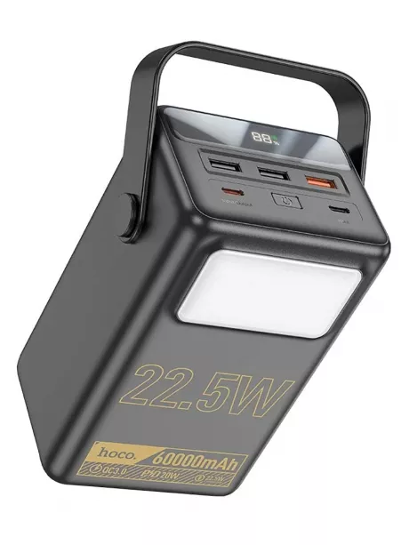 внешний аккумулятор со светильником Hoco J110 Powerful 22.5W compatible power bank(60000mAh) black