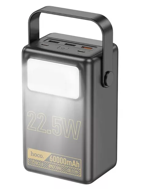 внешний аккумулятор со светильником Hoco J110 Powerful 22.5W compatible power bank(60000mAh) black