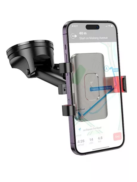 держатель для телефона на присоске Hoco H22 Dragon automatic clamping car holder (center console) red and black