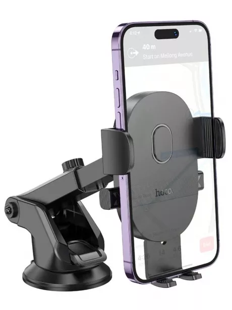 держатель для телефона на торпеду со штангой Hoco H19 Mighty one-button car holder (center console) black