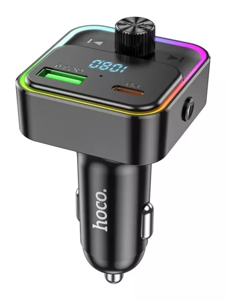 АЗУ с bluetooth FM трансмиттером Hoco E81 Fantasy PD30W+QC3.0 car BT FM transmitter black