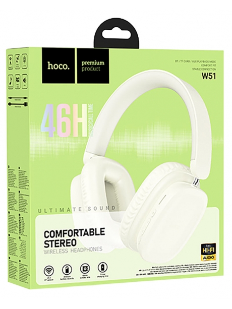 гарнитура Bluetooth стерео Hoco W51 Delightful BT headphones milky white