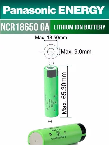 высокотоковый аккумулятор Panasonic NCR18650GA PW Li-Ion 3450mAh (min 3300mAh) 