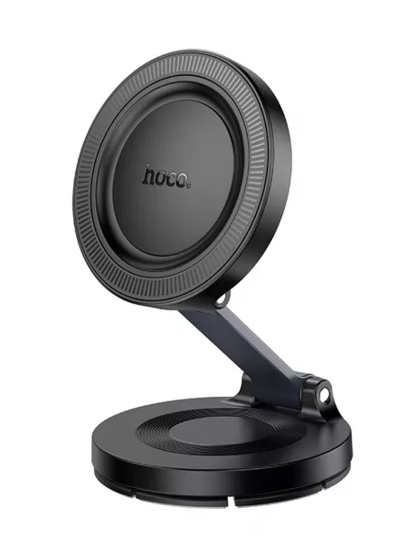 магнитный держатель MagSafe Hoco H61 Show folding ring magnetic car holder (dashboard) black/metal gray