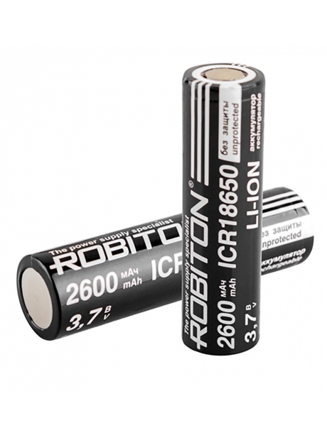 литиевый аккумулятор Robiton 18650 Li-Ion 2600 mAh, без защиты 
