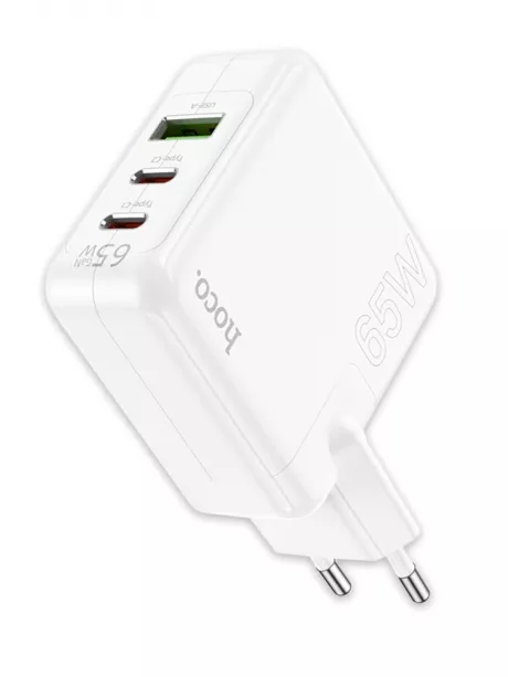 зарядное устройство для смартфона и ноутбука Hoco C115A Header PD65W three-port (2C1A) white
