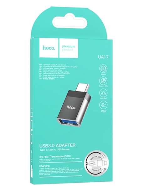 OTG адаптер Hoco UA17 Type-C male to USB female USB3.0 black