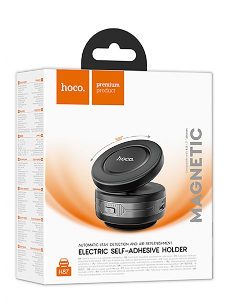 держатель MagSafe с электрической присоской Hoco H87 Dragon electric suction cup magnetic holder (universal) black/metal gray