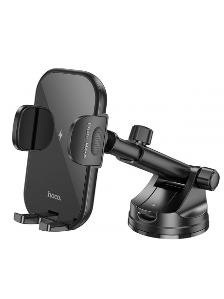держатель на присоске с беспроводной зарядкой Qi Hoco HW5 Journey wireless fast charging car holder(center console) black