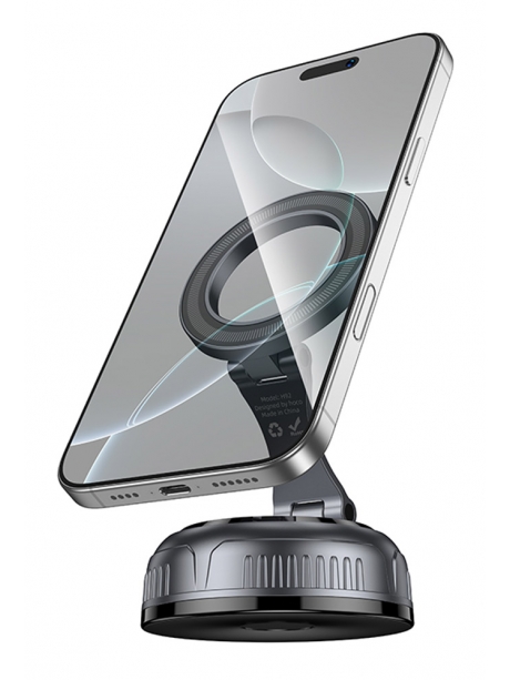 магнитный держатель MagSafe Hoco H92 High vacuum suction cup magnetic holder(universal) black/metal gray