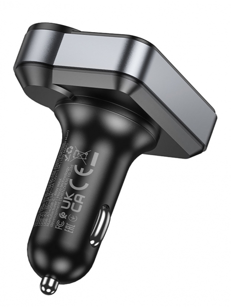 зарядка для телефона в машину с FM трансмиттером Hoco E86 Alegria 48W dual port PD30W+QC3.0 car BT FM transmitter black