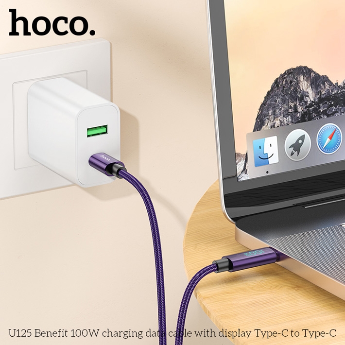 кабель передачи данных Hoco U125 Benefit 100W charging data cable with display Type-C to Type